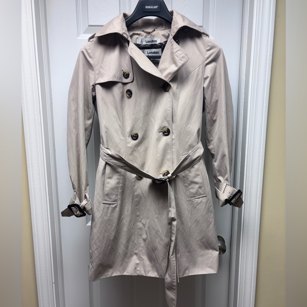London Fog Heritage Nude Trench Coat w/ Detachable Hood & Quilted Liner XS